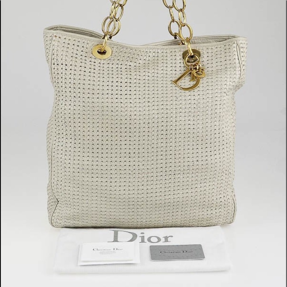 Dior White Soft Woven Leather